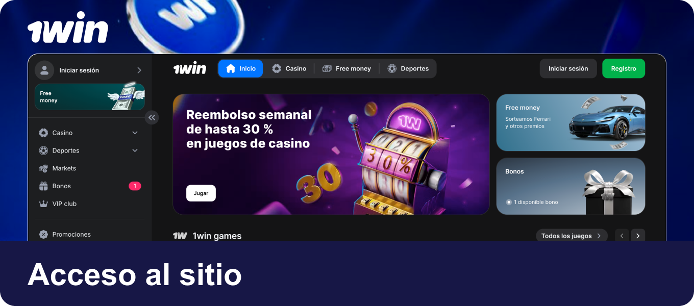 Abrí el Sitio web oficial de 1win en Argentina desde tu navegador.