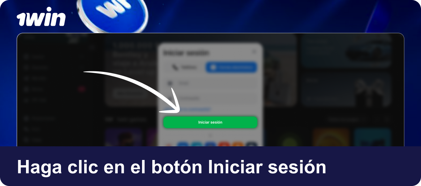 Hacé clic en el botón de confirmación para acceder a tu cuenta en 1win