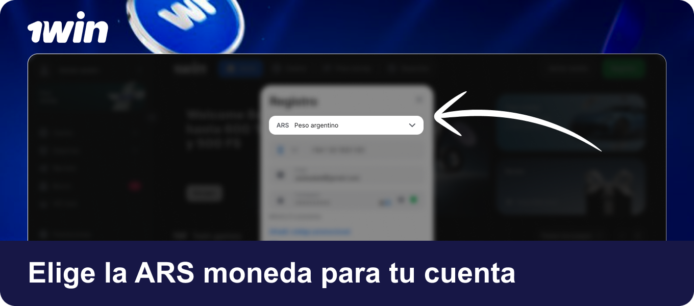 Elige la ARS moneda para tu cuenta en 1win
